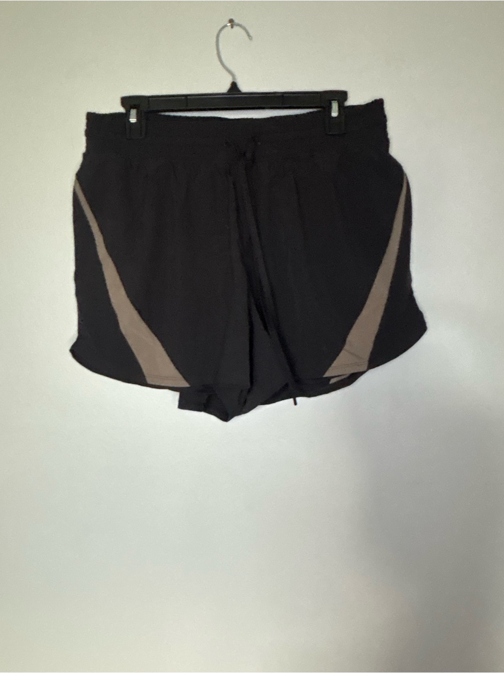 Women’s YPB large Black Athletic Shorts with Taupe Side Panels